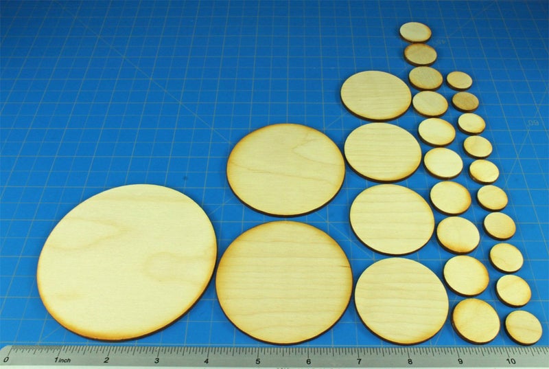 ليتكو مجموعة قاعدة مصغرة من LITKO | متوافق مع الزنزانات والتنينات | المناورات | ألعاب تمثيل الأدوار | خشب رقائقي مقطوع بالليزر 3 مم | 3/4 بوصة | 1 بوصة | 2 بوصة | 3 بوصة | 4 بوصة (27 حزمة DND) - Image 2